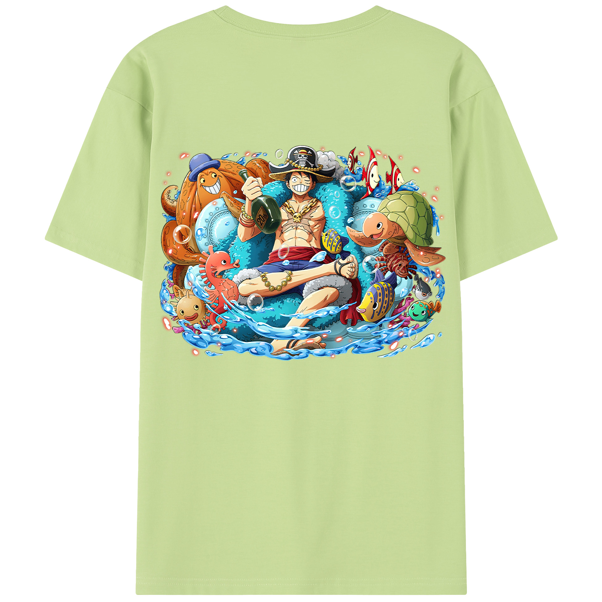 ワンピース モンキー・D・ルフィ ONE PIECE Monkey D. Luffy 綿100％半袖Tシャツ（背面プリント）